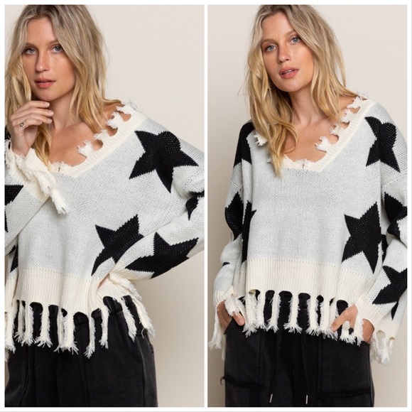 POL All about Stars Fringe Sweater Top - Picture 5 of 6